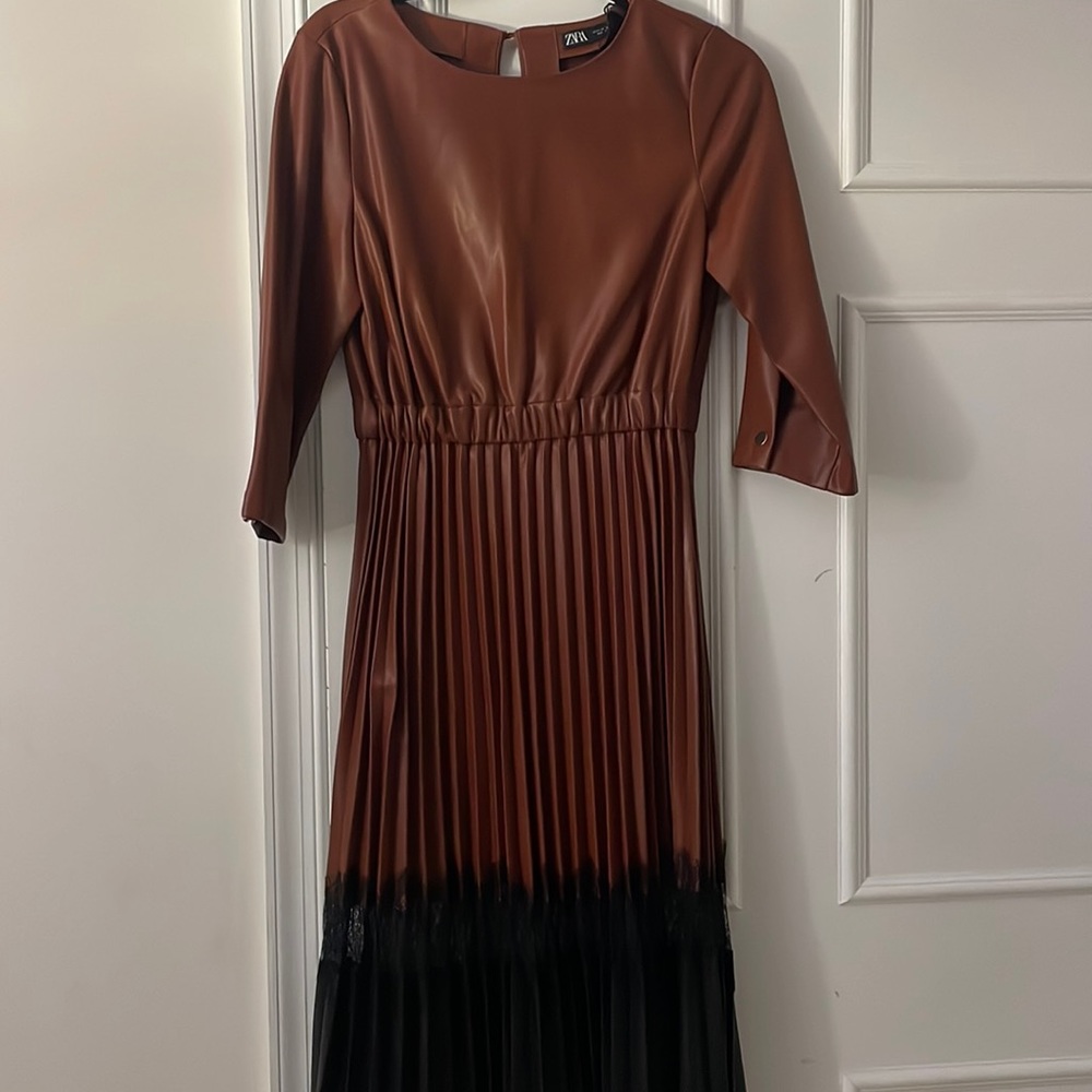 brown leather dress